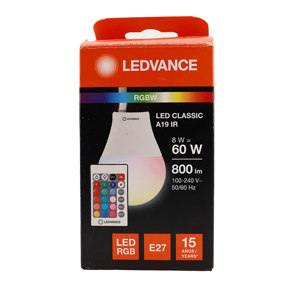 FOCO LED RGBW 8W CONTROL REMOTO LEDVANCE 1 PIEZA