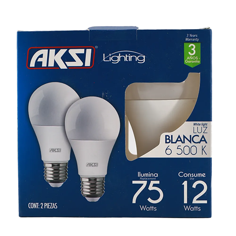 FOCO LED 12W 2 PACK LUZ BLANCA AKSI 1 PIEZA