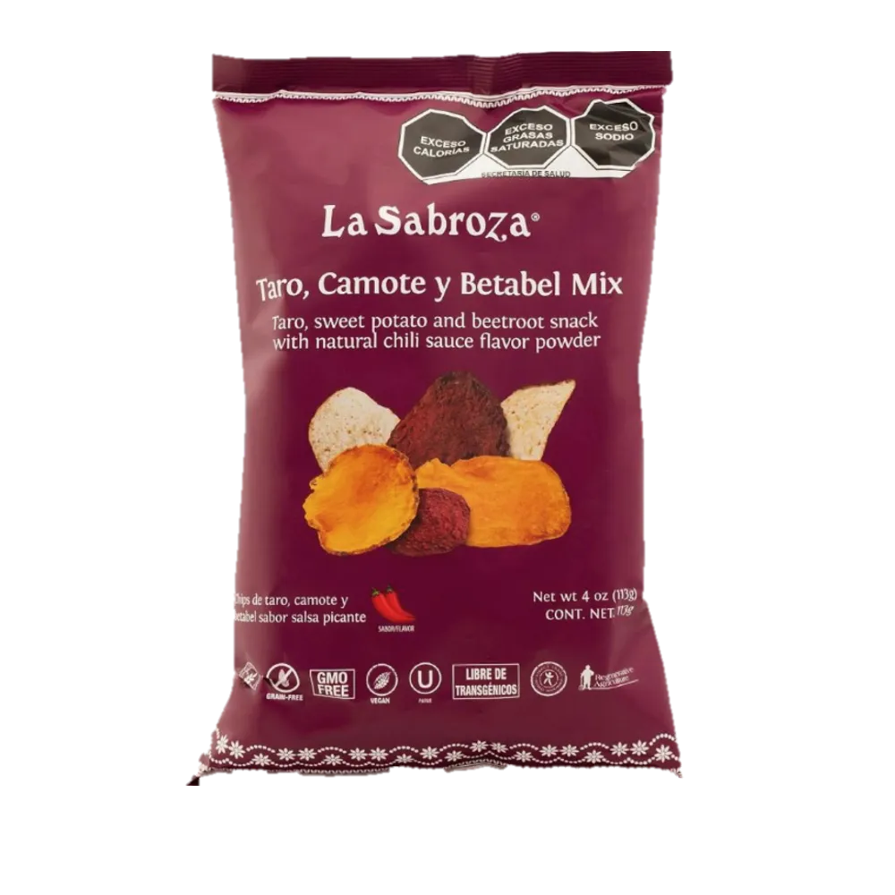 TARO CAMOTE Y BETABEL MIX SALSA PICANTE LA SABROZA 113 GRAMOS
