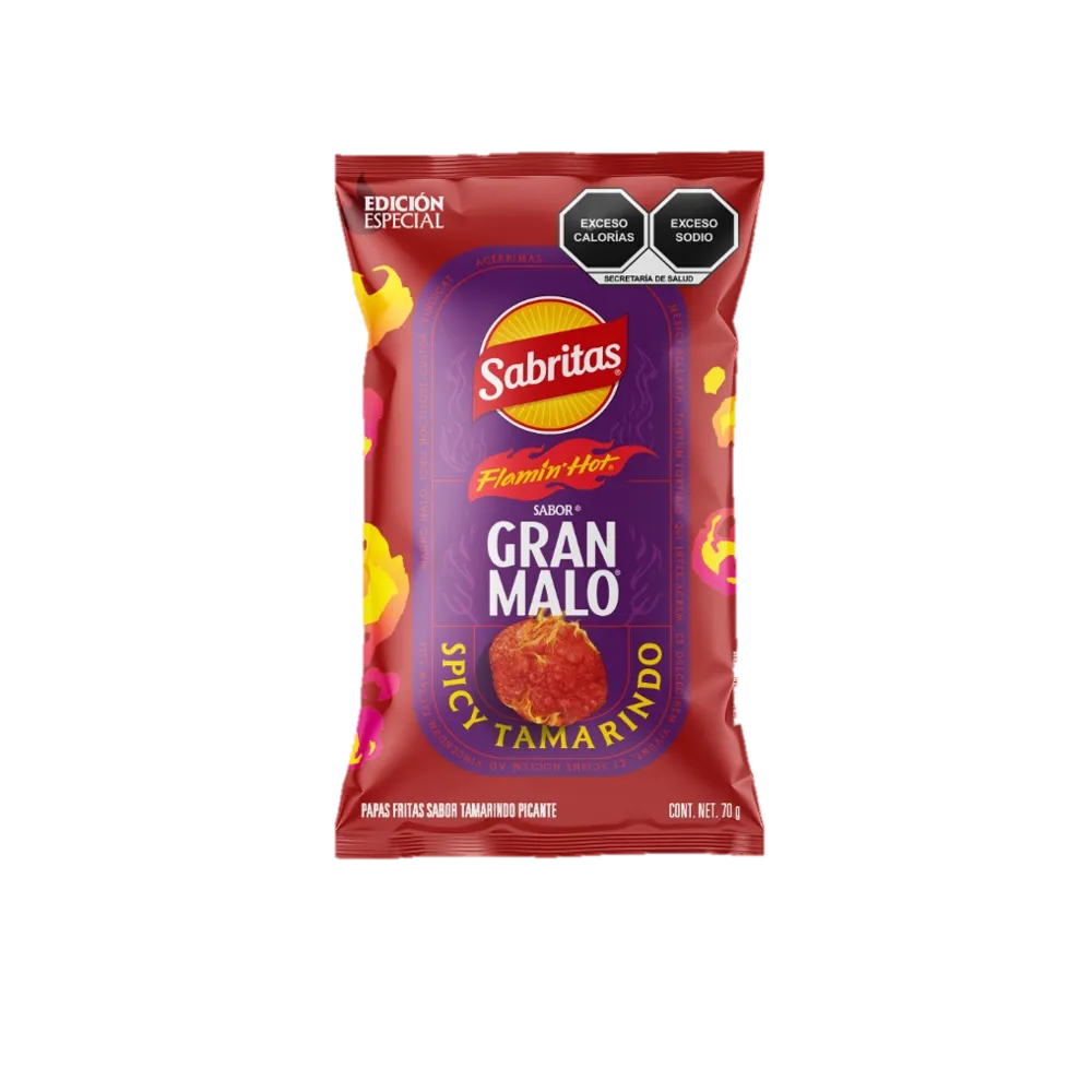 PAPAS GRAN MALO FLAMIN HOT SABRITAS 70 GRAMOS