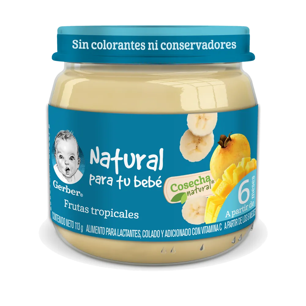 Papilla Gerber Cosecha Natural Etapa 2 Frutas Tropicales 113g