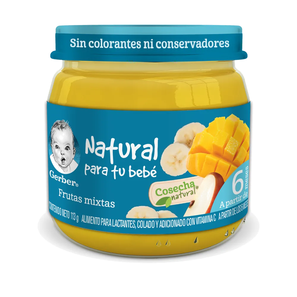 Papilla Gerber Cosecha Natural Etapa 2 Frutas Mixtas 113g