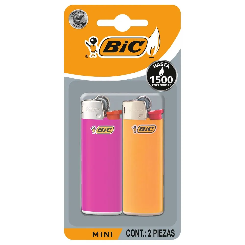 Encendedor Mini Blister Con 2 Pz Modelo 1202 Bic 1 Pz