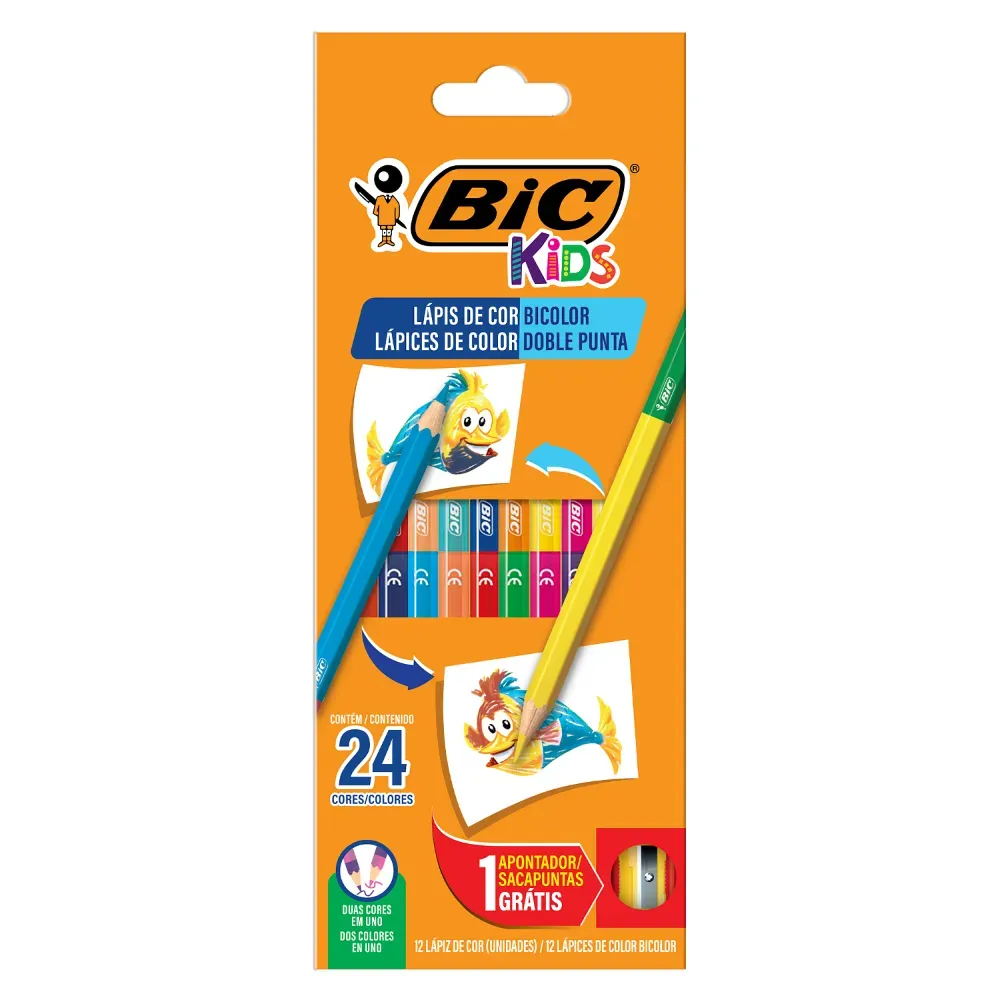 LAPICES DE COLORES EVOLUTION BICOLOR 24 EN 12 PZ SURTIDO BIC 1 PIEZA