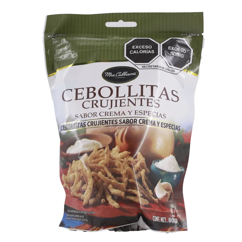 Cebollitas Crujientes Sabor Crema Y Especias Mrs Cubbisons 80 Gr