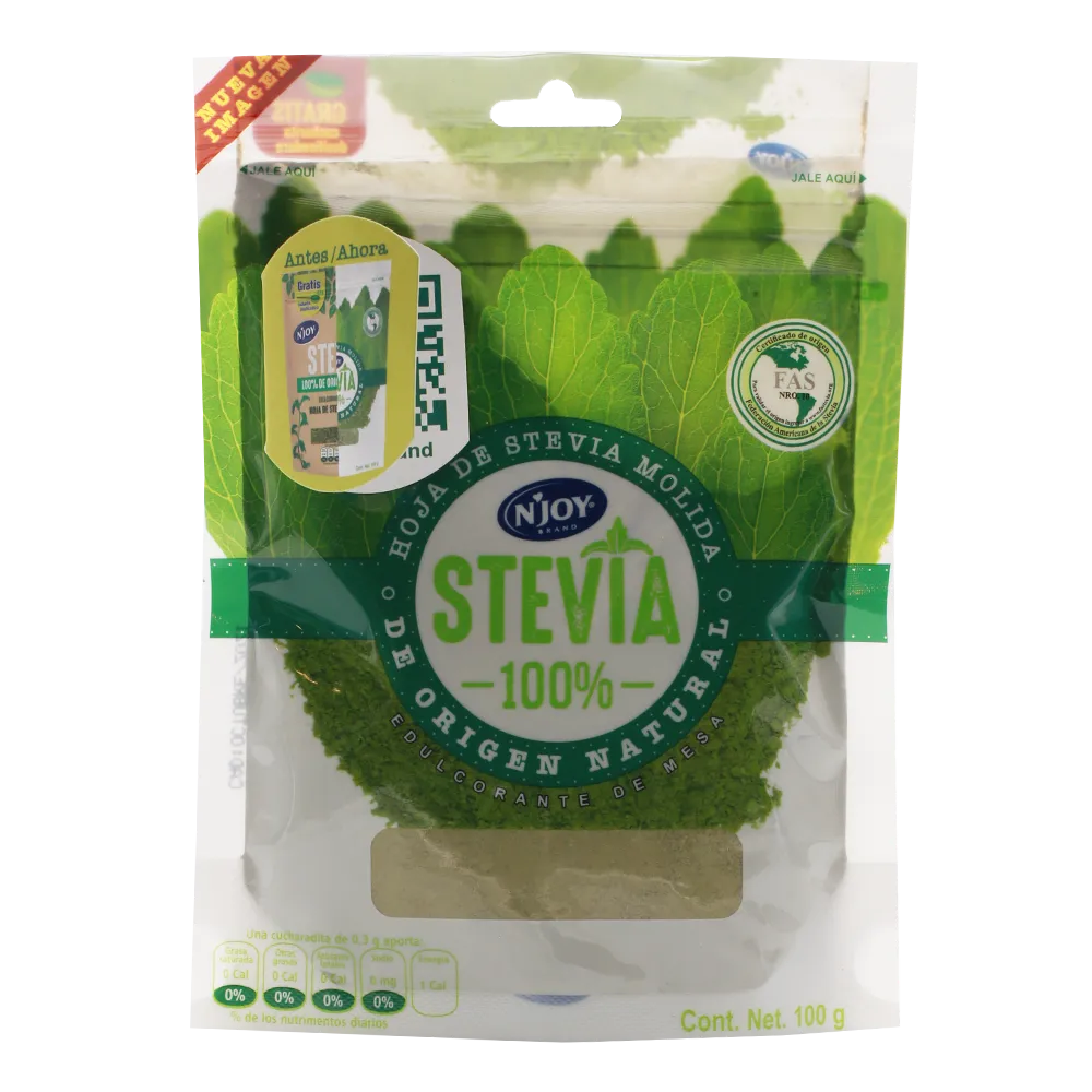 Endulzante Hoja Stevia Molida 100 % Origen Natural Njoy 100 Gr