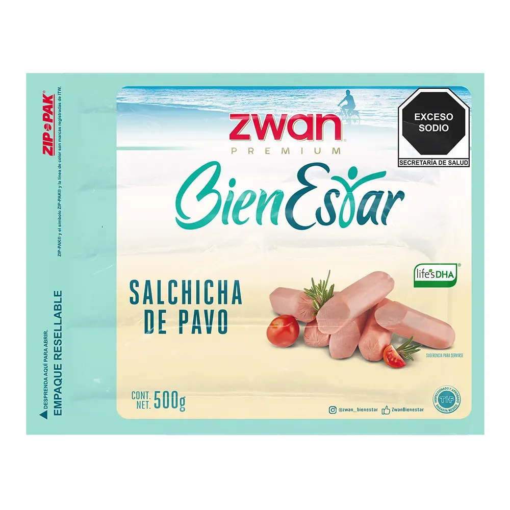 Salchicha De Pavo Bienestar Zwan 500 Gr
