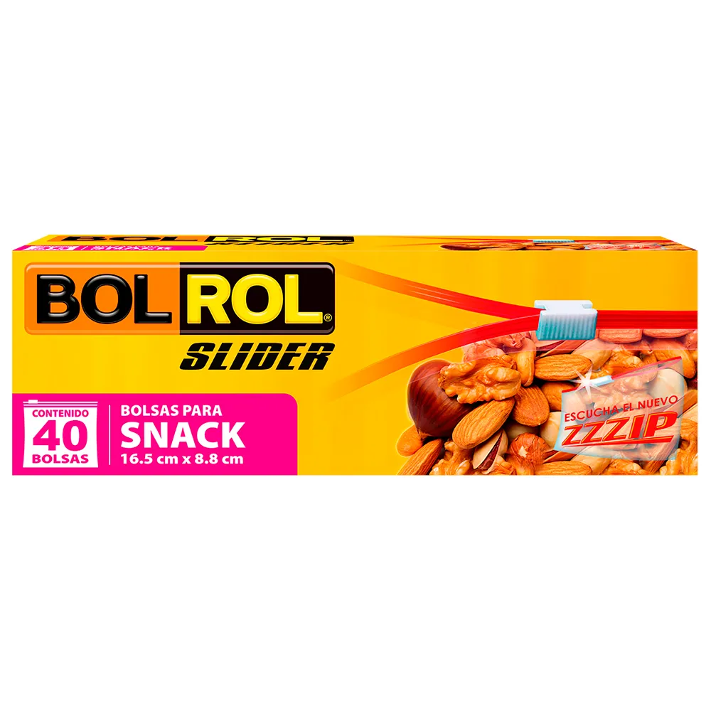 Bolsa Para Snack Con Zipper 16.5X8.8 Bol Rol 40 Pza