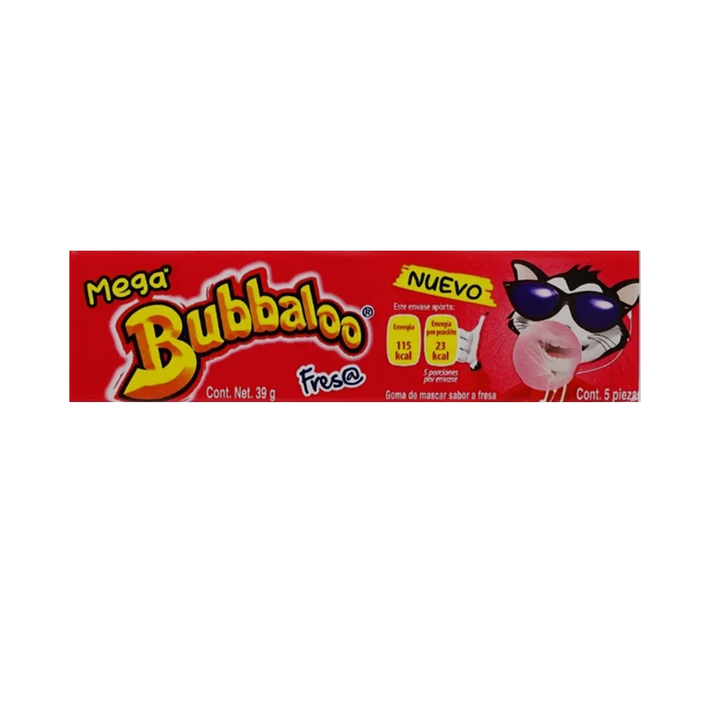 Goma De Mascar Mega Fresa Bubbaloo 39 g