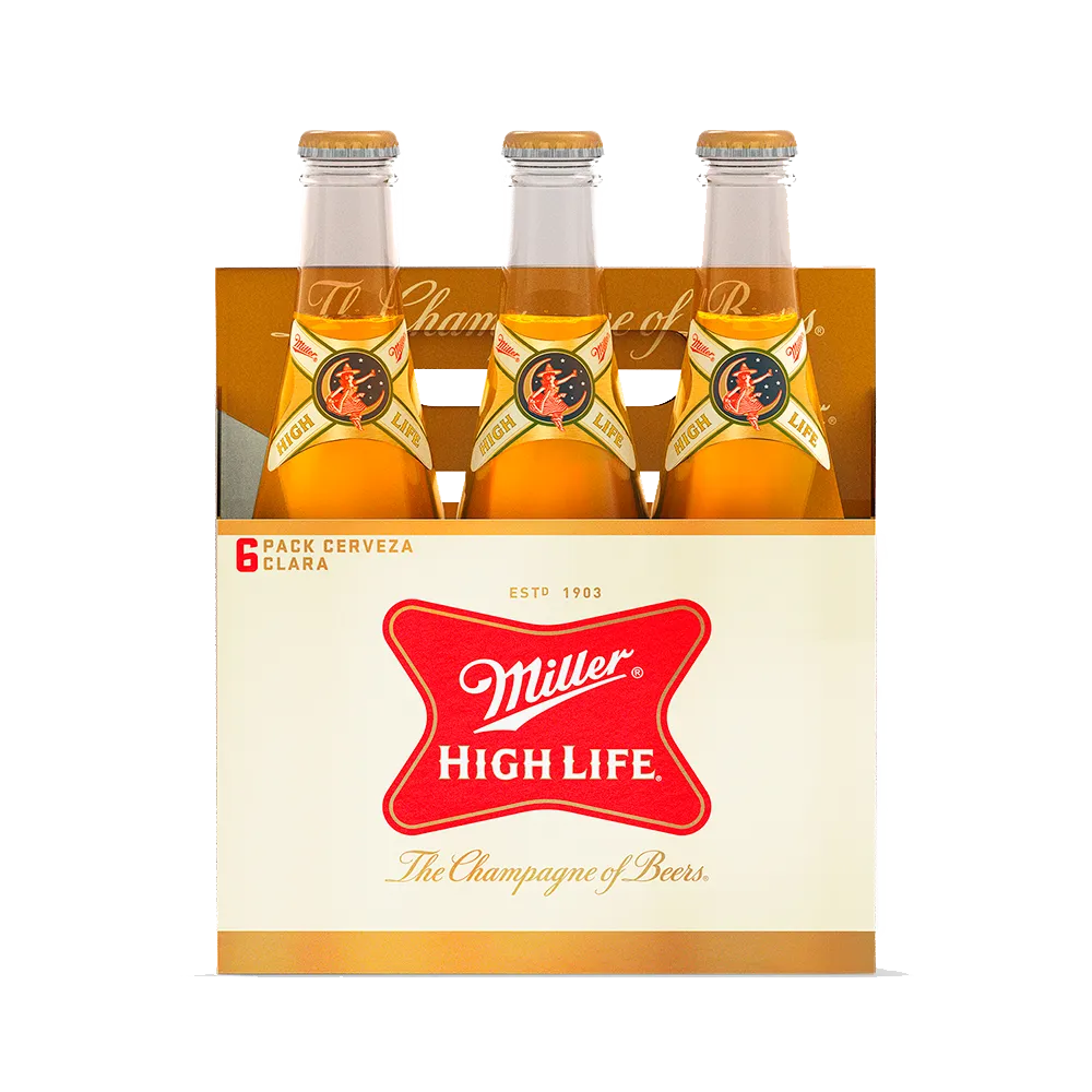 Cerveza Six Pack Botella High Life Miller 355 Ml