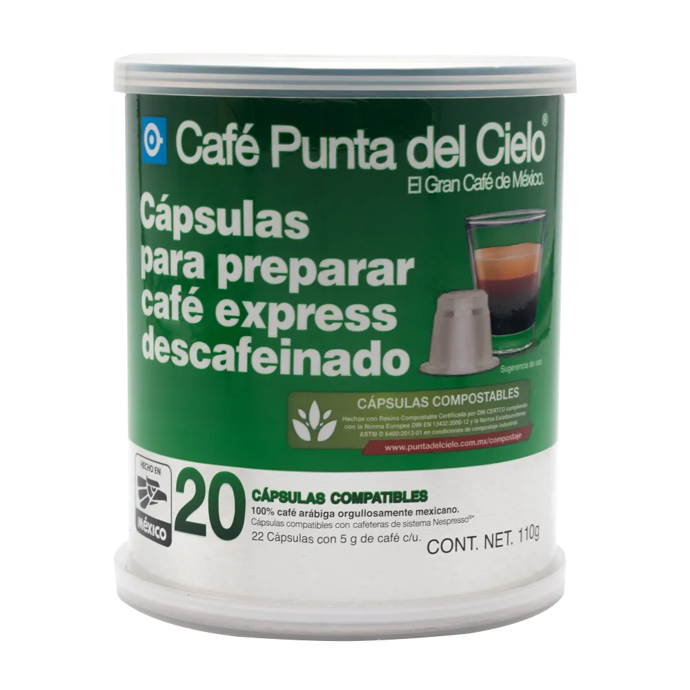 Capsulas De Cafe Lata Express Descafeinado Punta Del Cielo 20 Cp