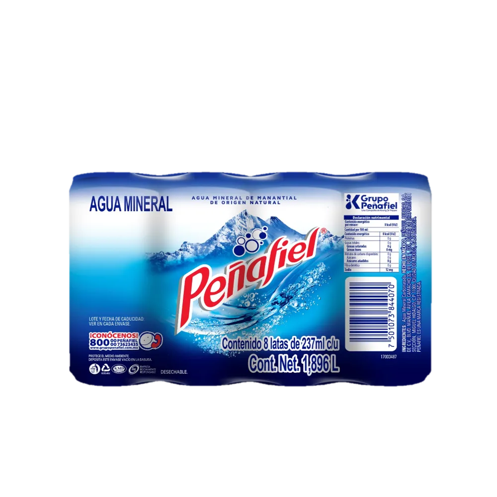 Agua Mineral 8 Pack Lata Penafiel 237 Ml