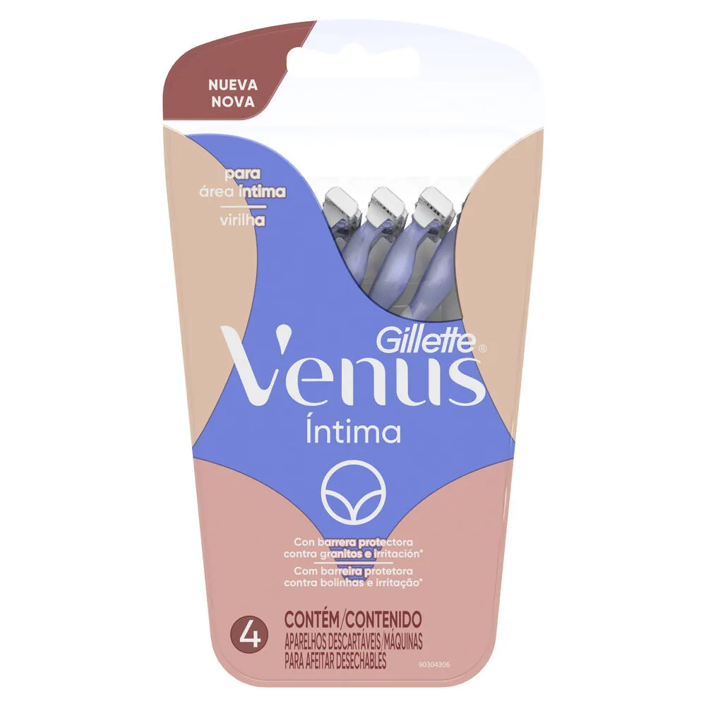 Rastrillo Desechable Zona Intima Venus 4 Pza