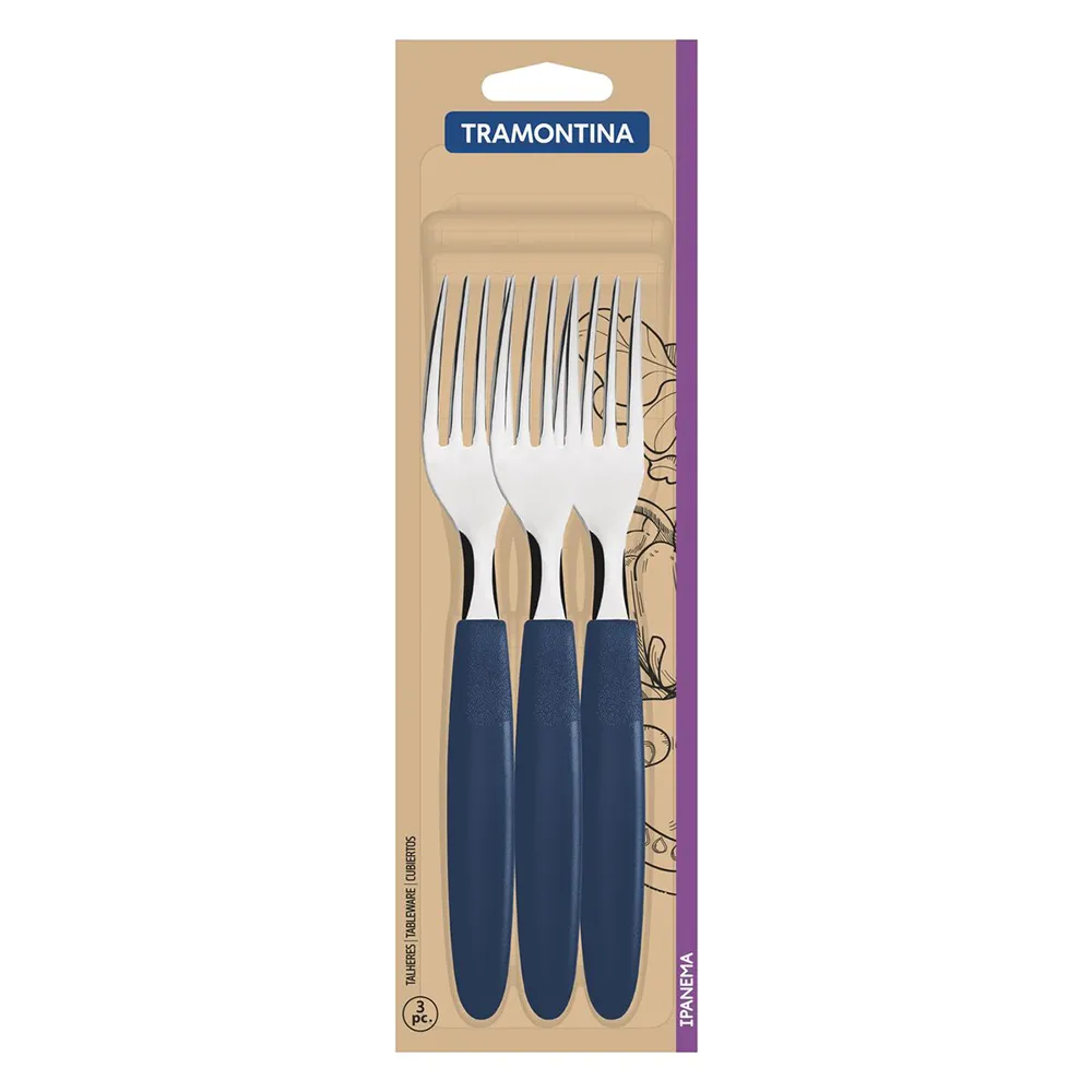 Juego Tenedores Mesa 3Pzas Ipanema Azul Tramontina 1 Pz