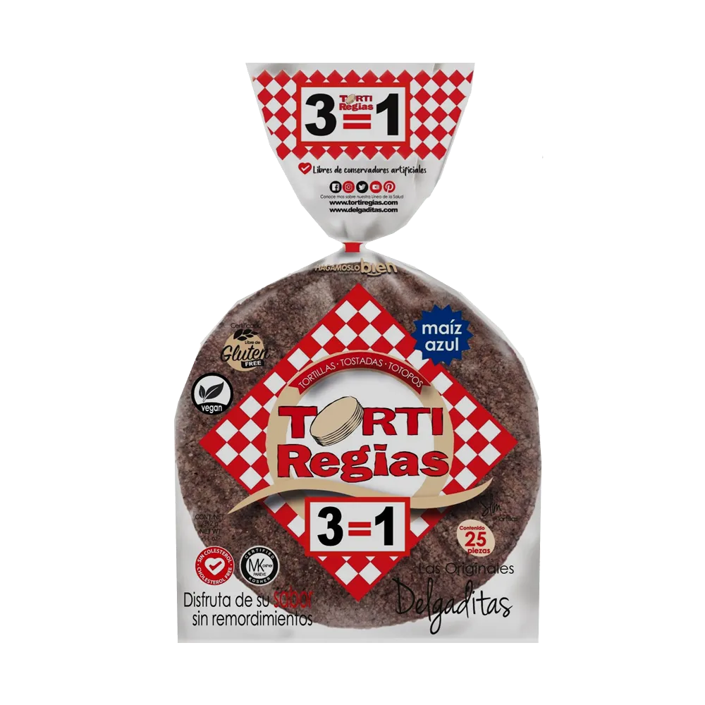 Tortilla Maiz Azul 25Pz Tortiregia 312 g