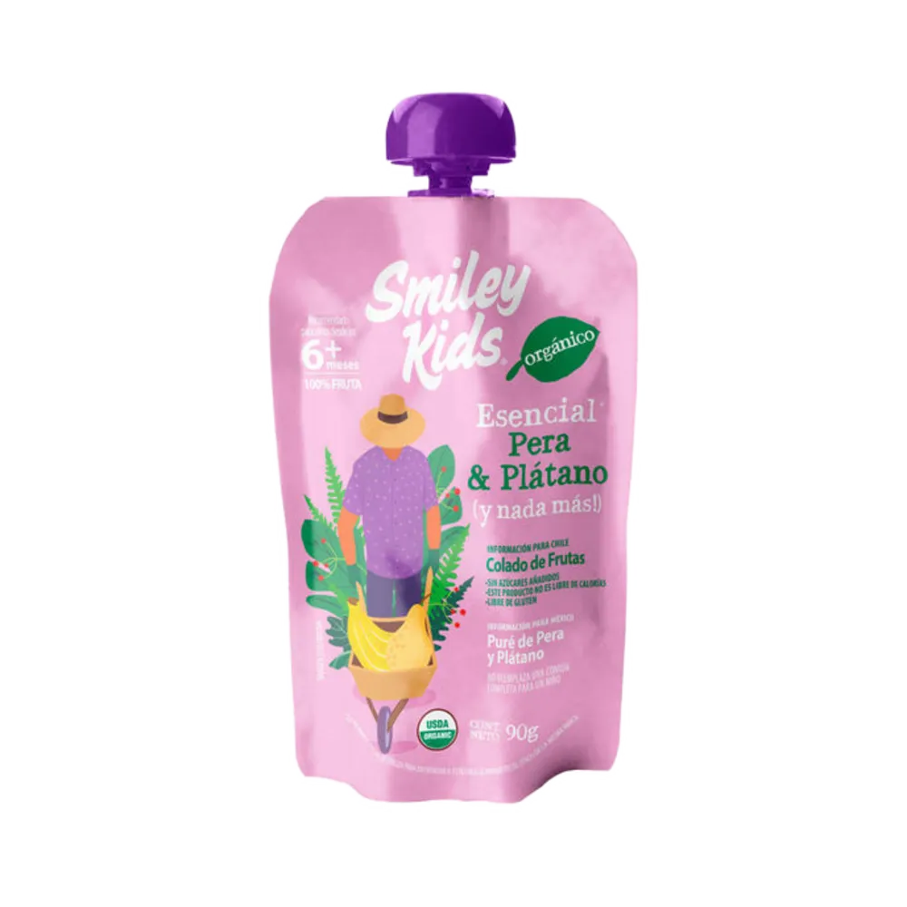 Papilla Organica Pera Platano Smiley Kids 90 g