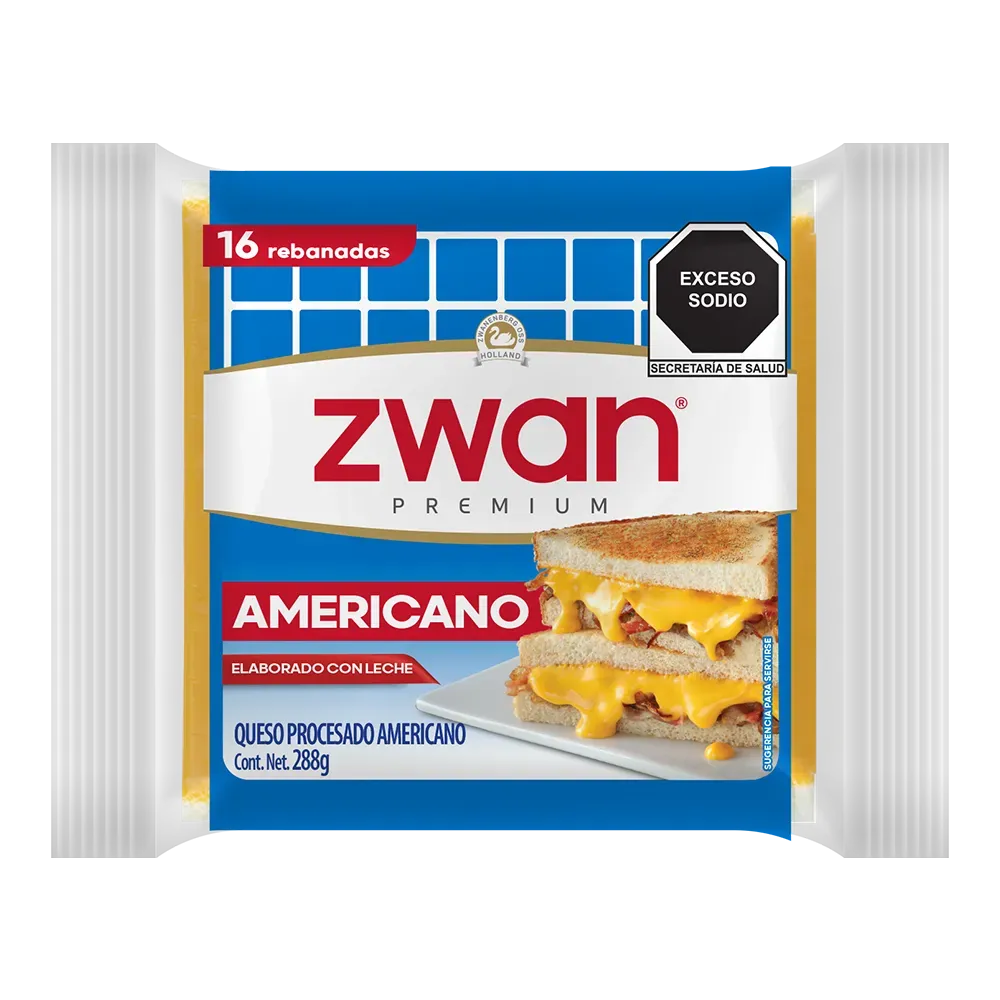 Queso Rebanado Premium Americano Zwan 288 g