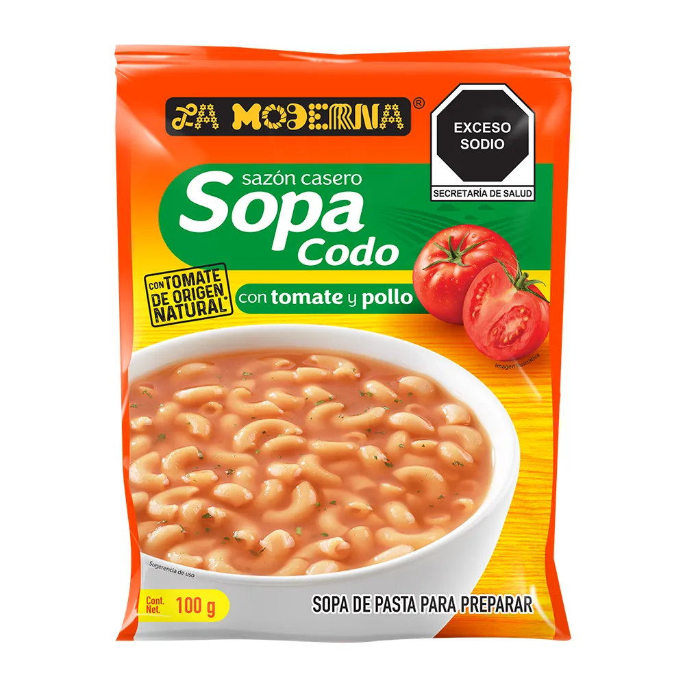 Pasta Para Sopa Codo Con Tomate Y Pollo La Moderna 100 g