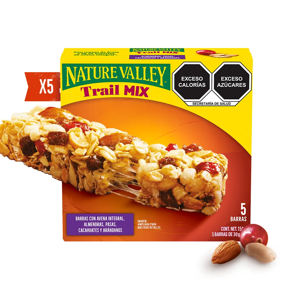 Barras De Granola Trail Mix Almendras Pasas Nature Valley 150 g