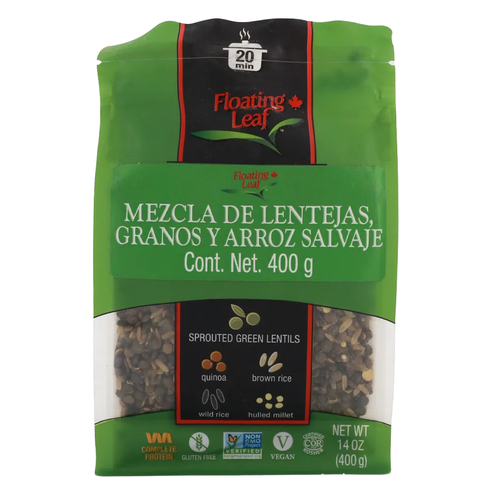 Mezcla De Lentejas Granos Y Arroz Salvaje Floating Leaf 400 g
