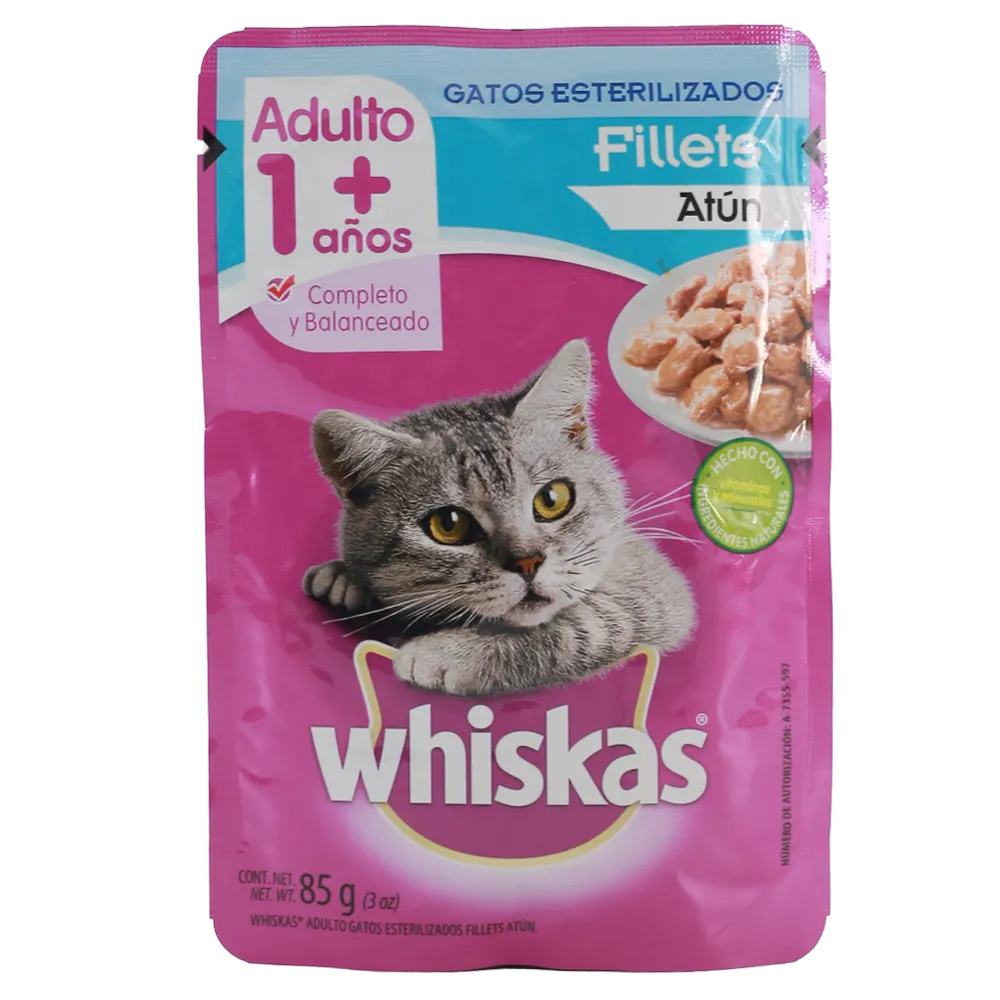 Alimento Humedo Para Gato Pouche Fillets Atun Whiskas 85 g