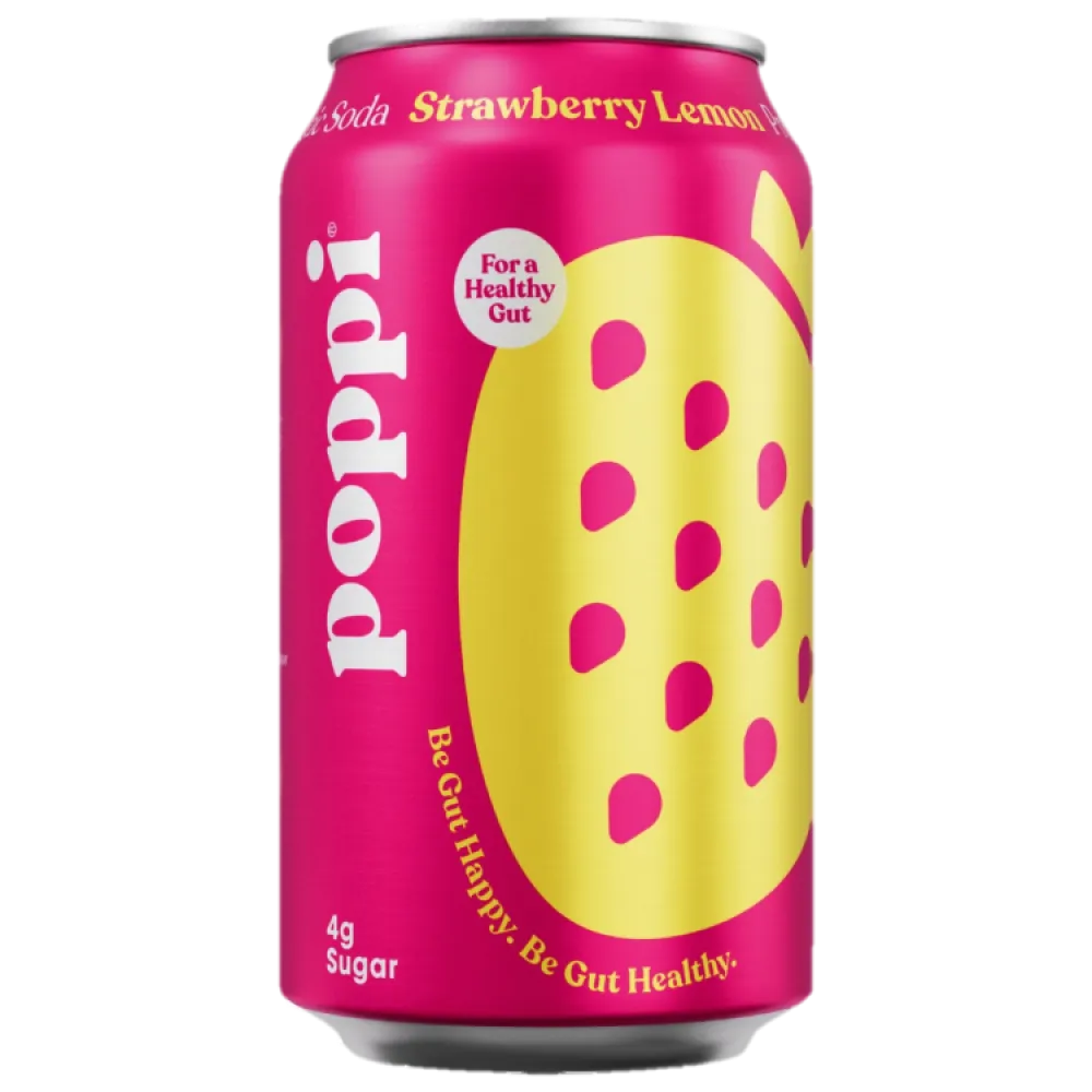 Bebida Prebiotica Sabor Fresa-Limon Poppi 355 Ml