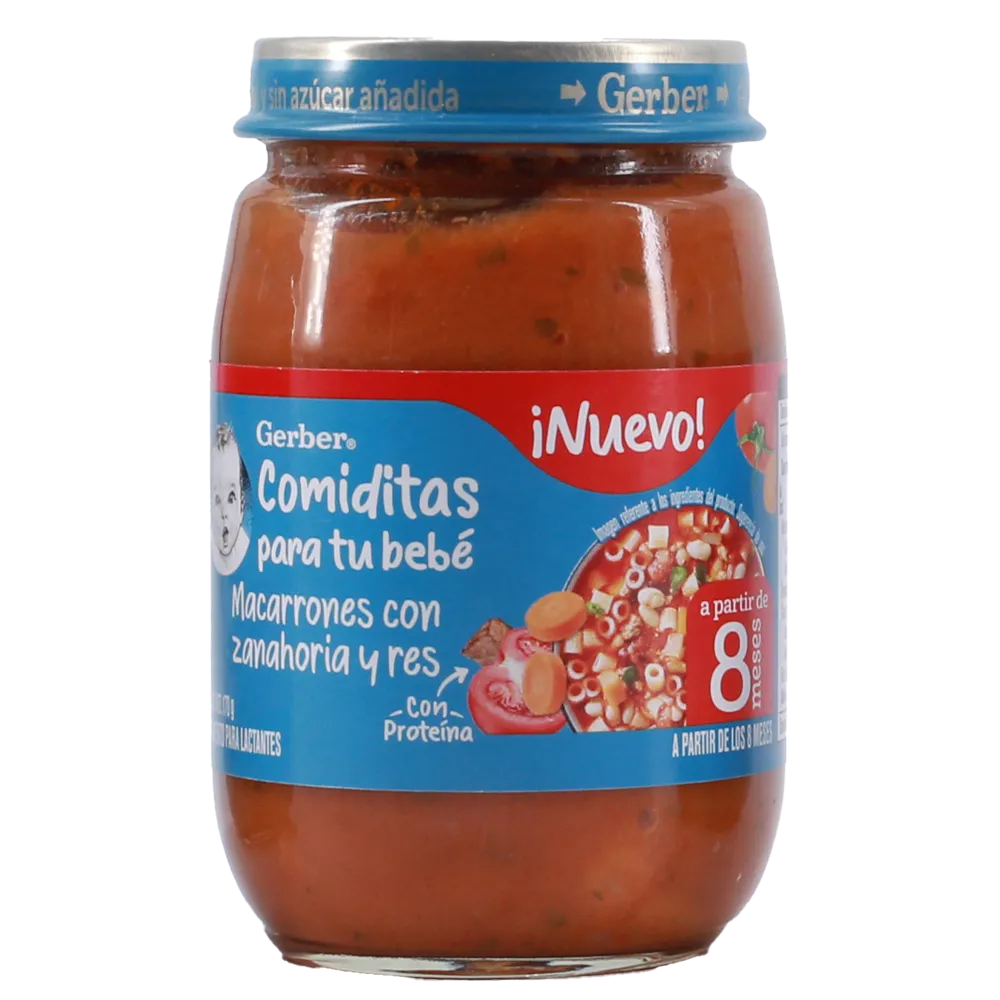 Papilla Tercera Etapa Macarrones Zanahoria Gerber 170 g