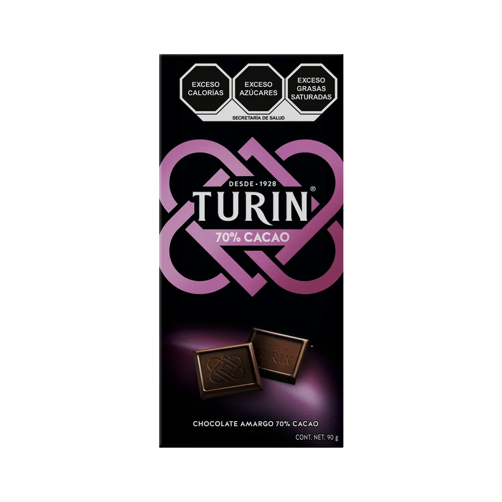 Tableta Chocolate Amargo 70% Cacao Turin 90 g