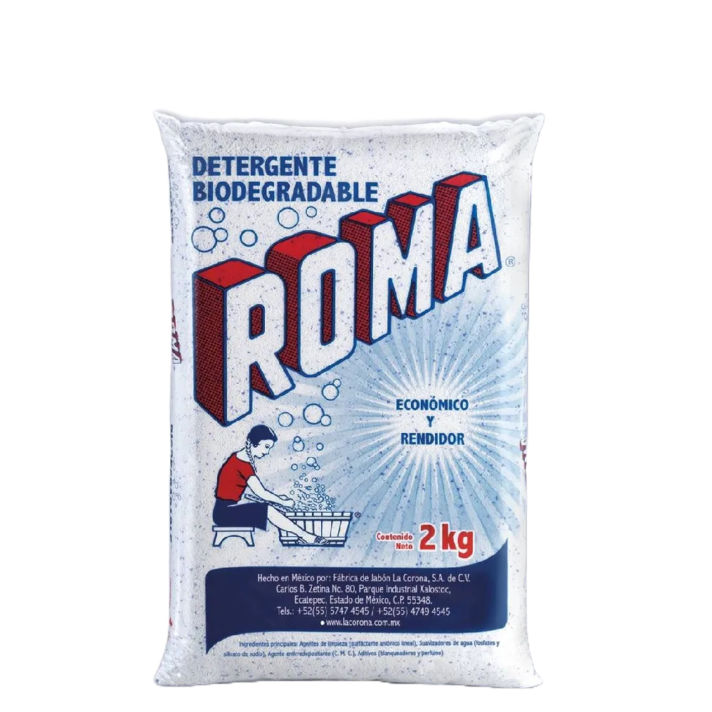 Detergente En Polvo Multiusos Biodegradable blanco Roma 2 kg