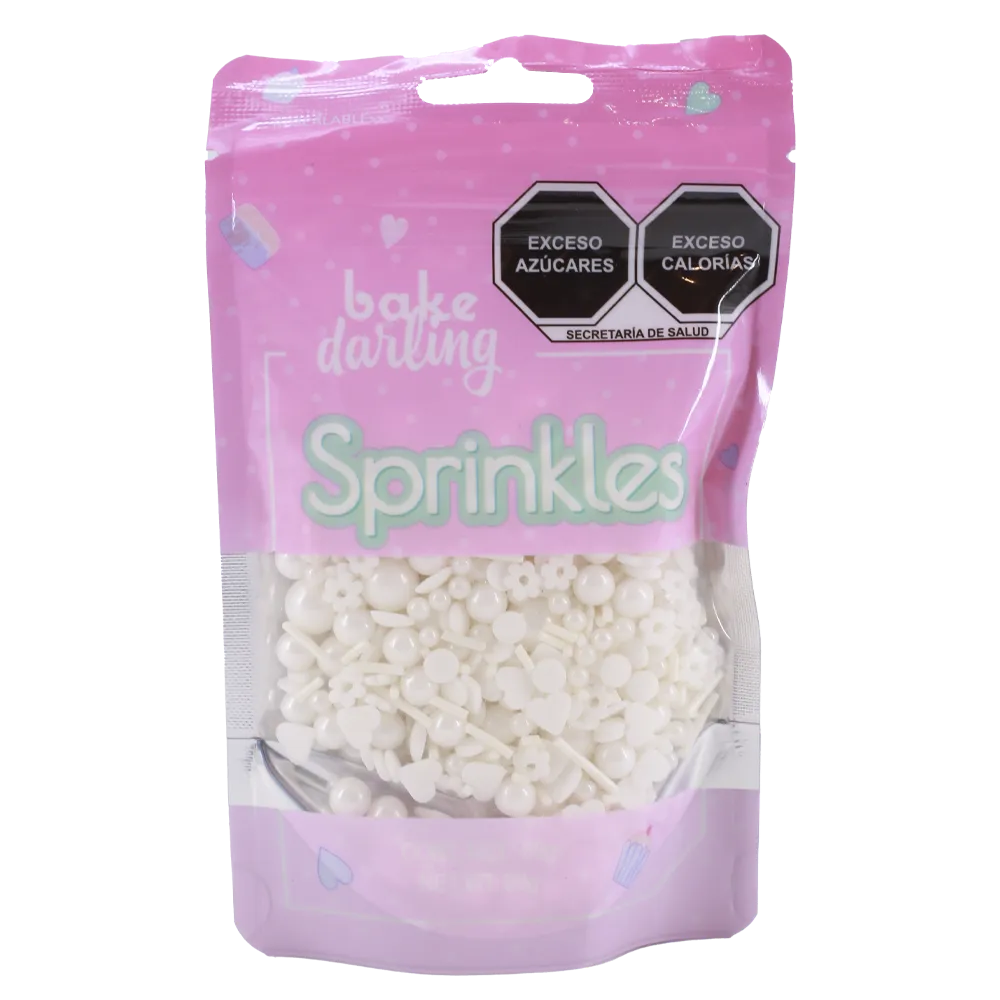 Sprinkles Mix Perlas Y Corazones Blancas Bake Darling 80 g