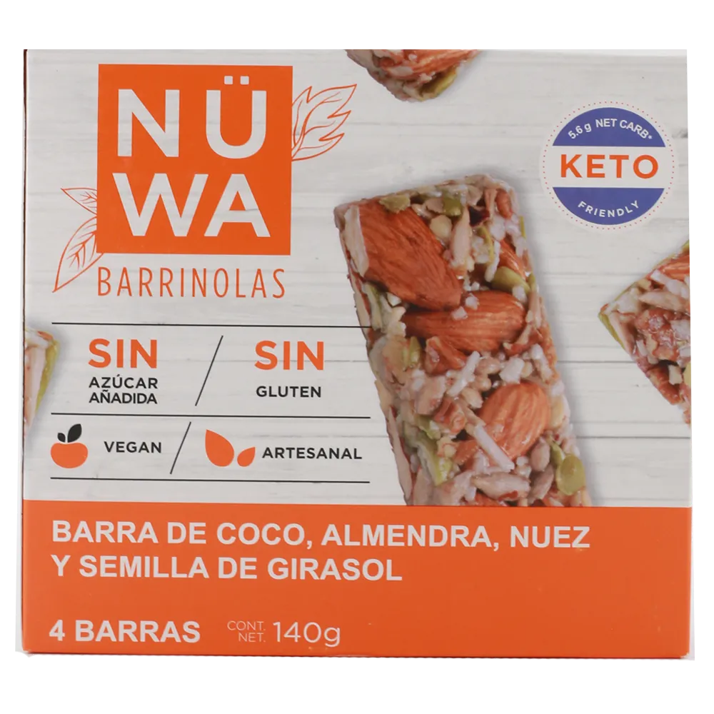 Barra De Coco Semilla De Girasol Y Almendra Nwa Barrinola 150 Gr