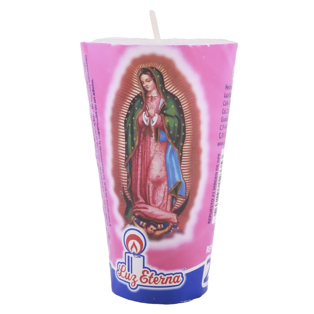 Veladora Repuesto Sin Vaso Virgen Gpe Luz Eterna 1 Pz
