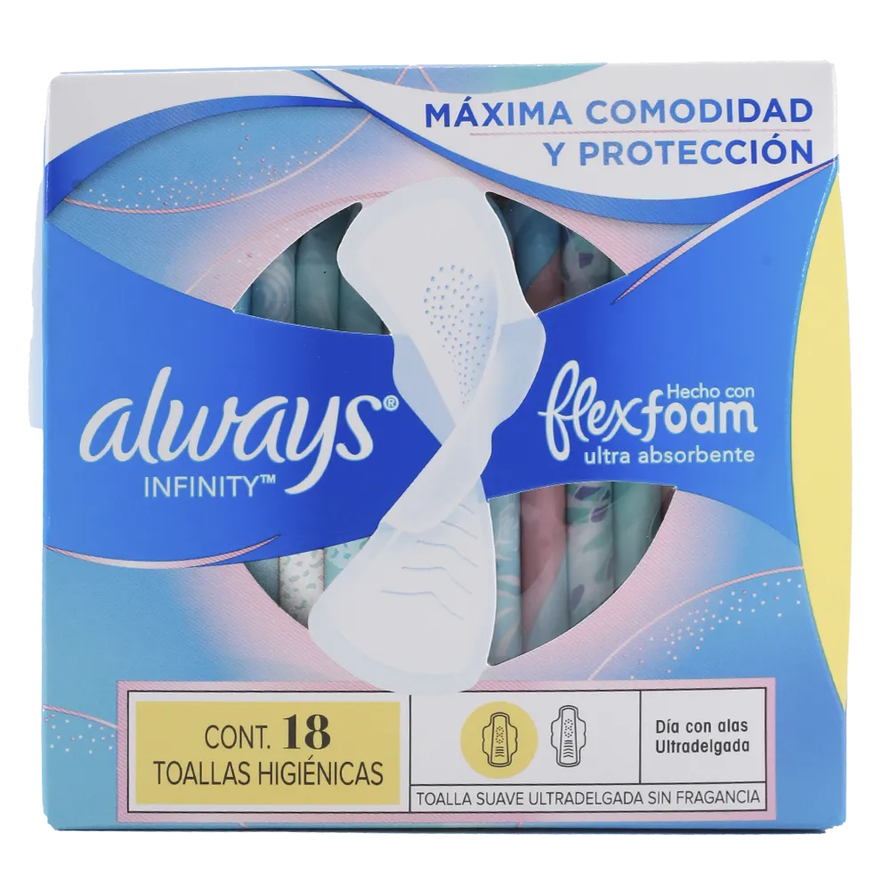 Toallas Higinicas Con Alas Azul/Blanco Always 18 Pza