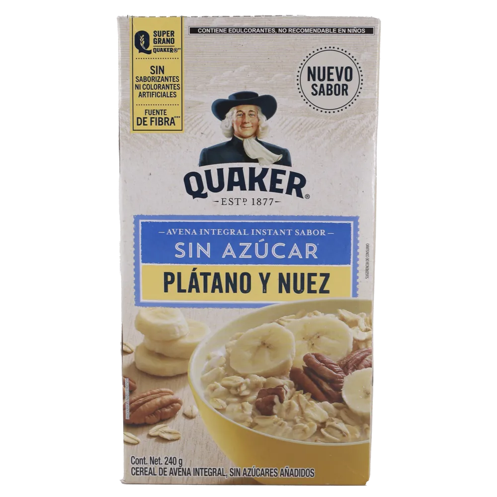 Avena Instantanea Platano Y Nuez Sin Azucar Quaker 240 g