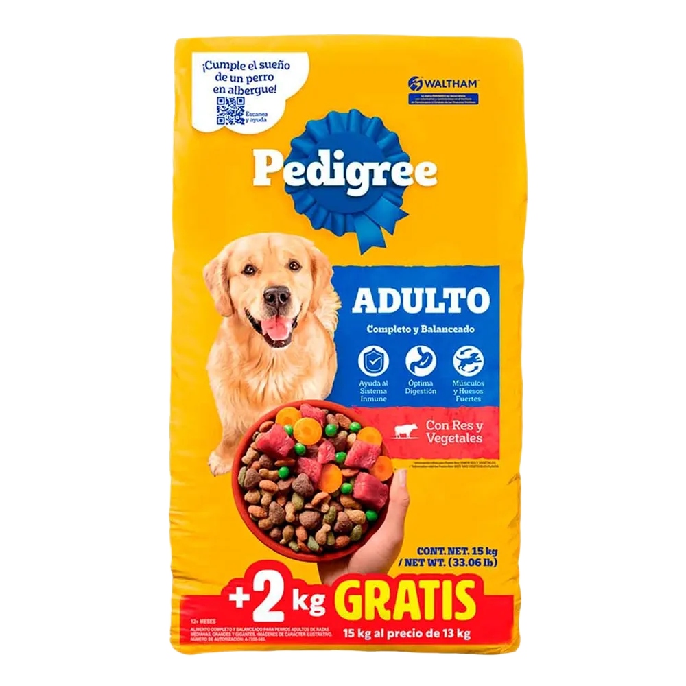 ALIMENTO SECO PARA PERRO ADULTO NUTRICION COMPLETA PEDIGREE 15 KILOGRA