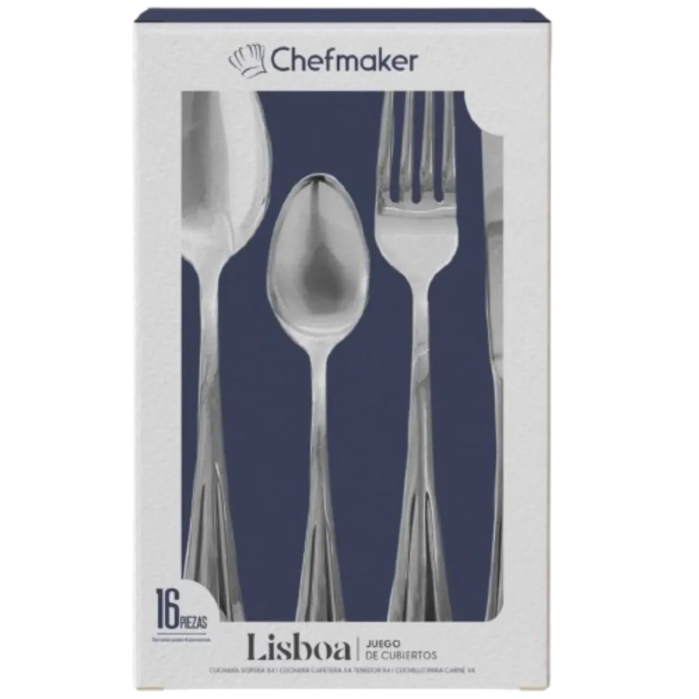 SET DE CUBIERTOS ACERO INOXIDABLE PLATA CHEFMAKER 1 PIEZA