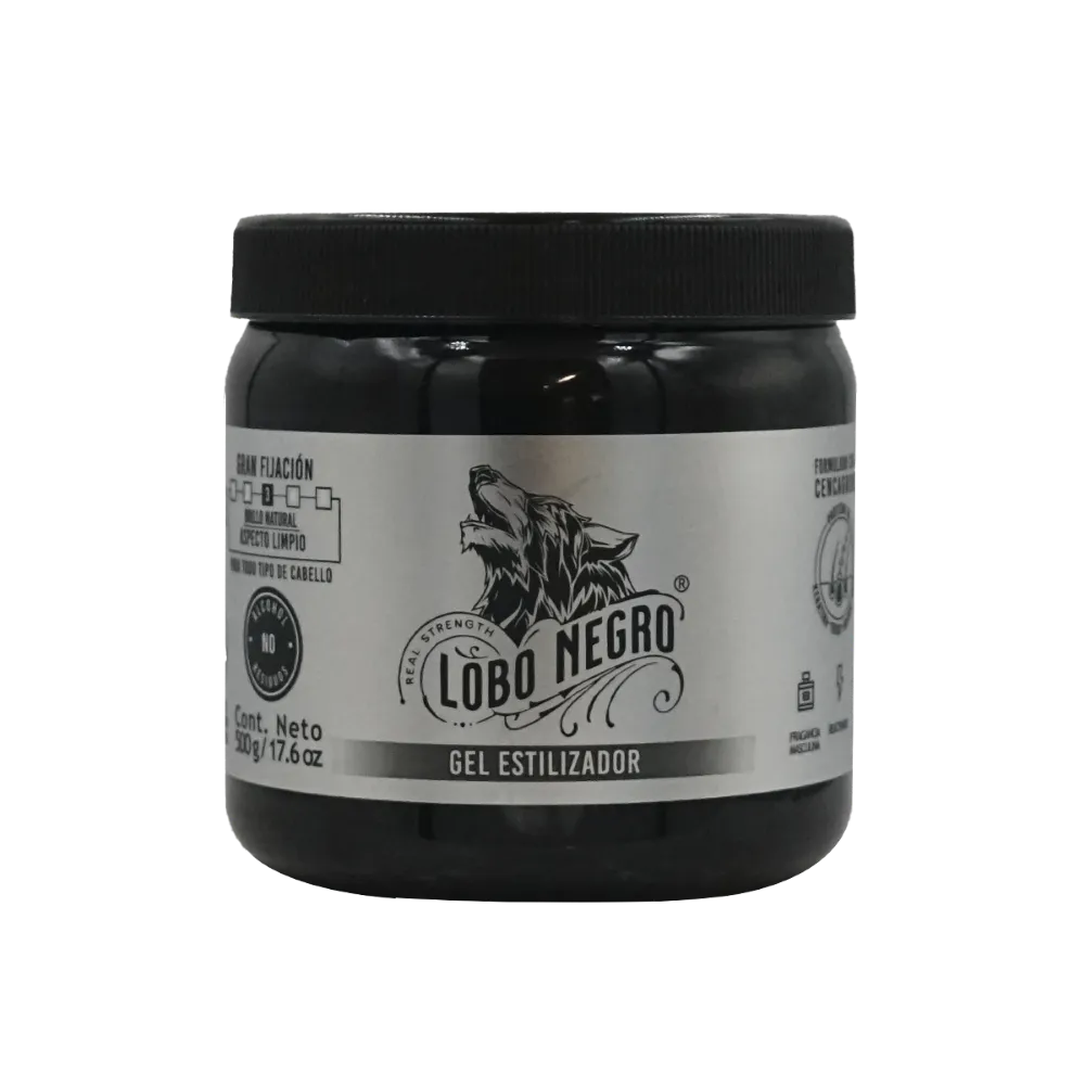GEL ESTILIZADOR TARRO LOBO NEGRO 500 GRAMOS