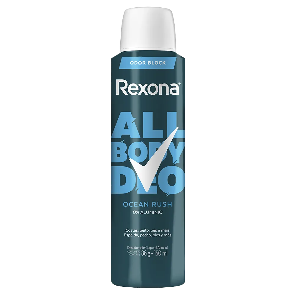 DESODORANTE ALL BODY AEROSOL OCEAN RUSH REXONA MEN 150 MILILI