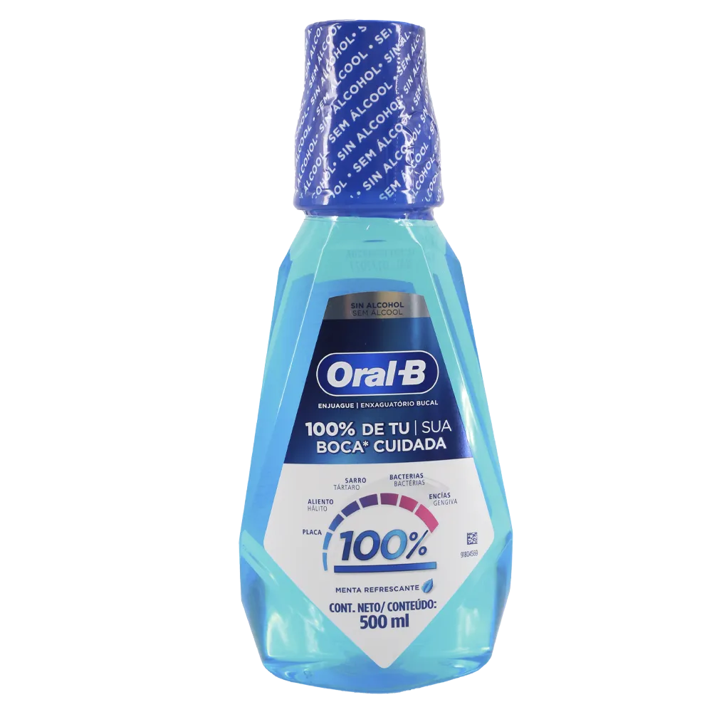 Enjuague Bucal 100% Sin Azucar Menta Oral B 500 ml