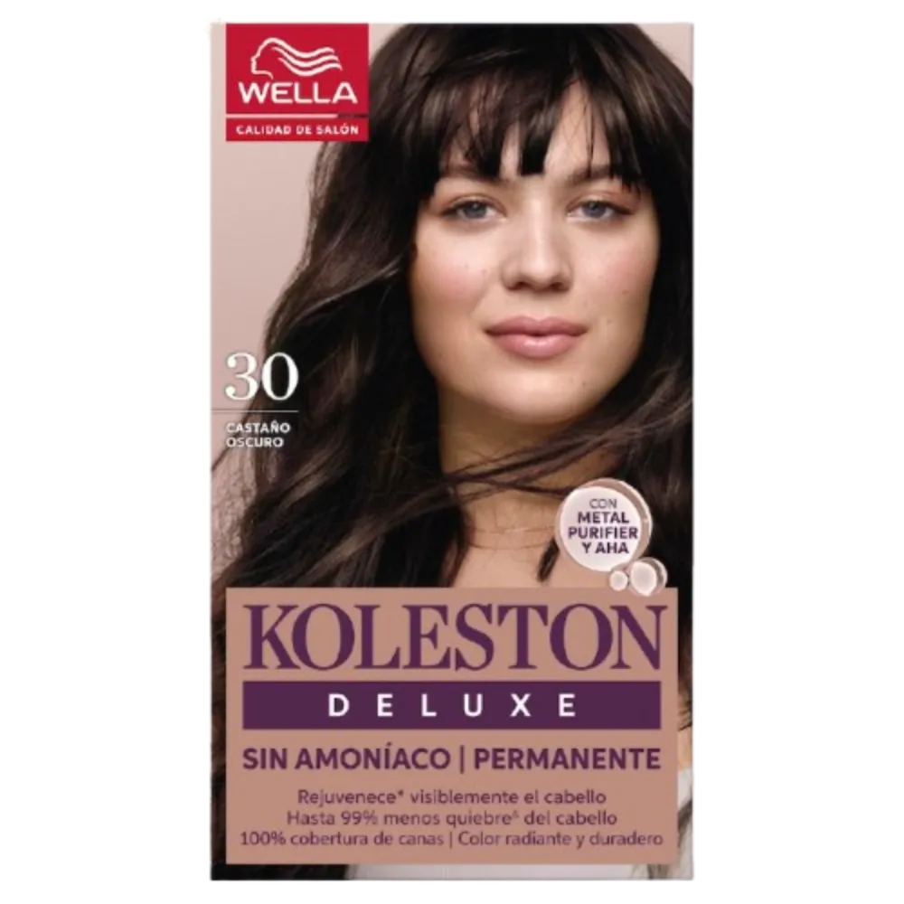 TINTE PARA CABELLO SIN AMONIACO TONO 30 CASTAÑO OSC KOLESTON DELUXE 1 PIEZA
