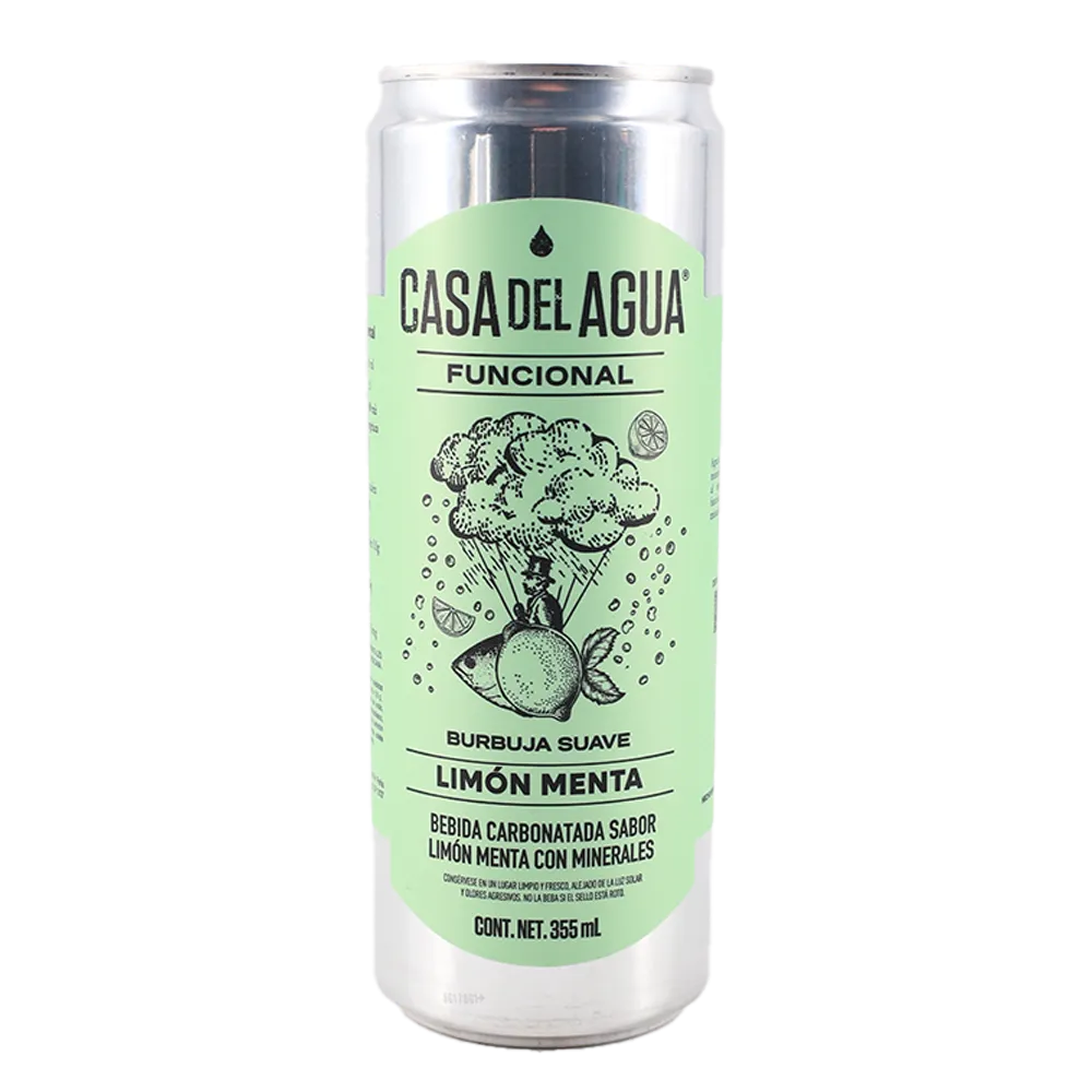 BEBIDA FUNCIONAL SABOR LIMON-MENTA CASA DEL AGUA 355 MILILI