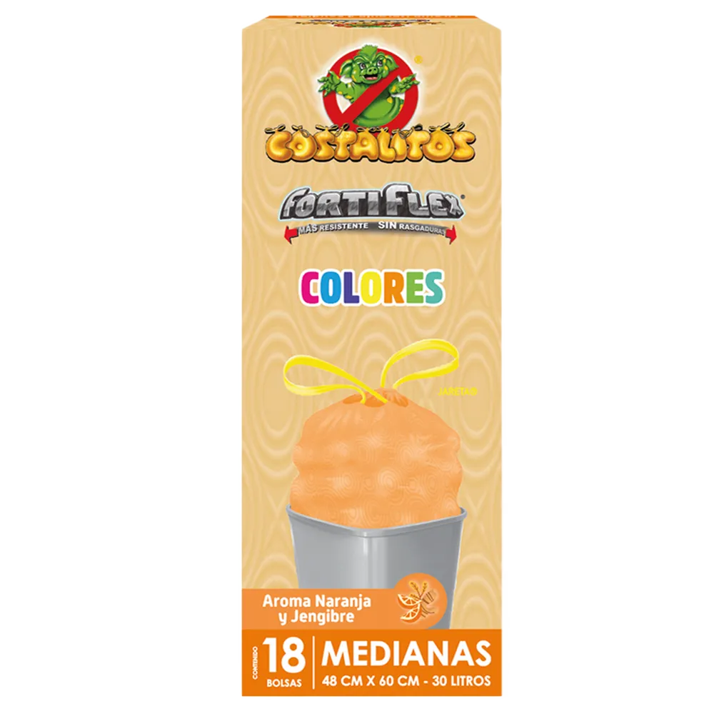 BOLSAS FORTIFLEX COLORES MEDIANO VARIOS COLORES COSTALITOS 18 BOLSA