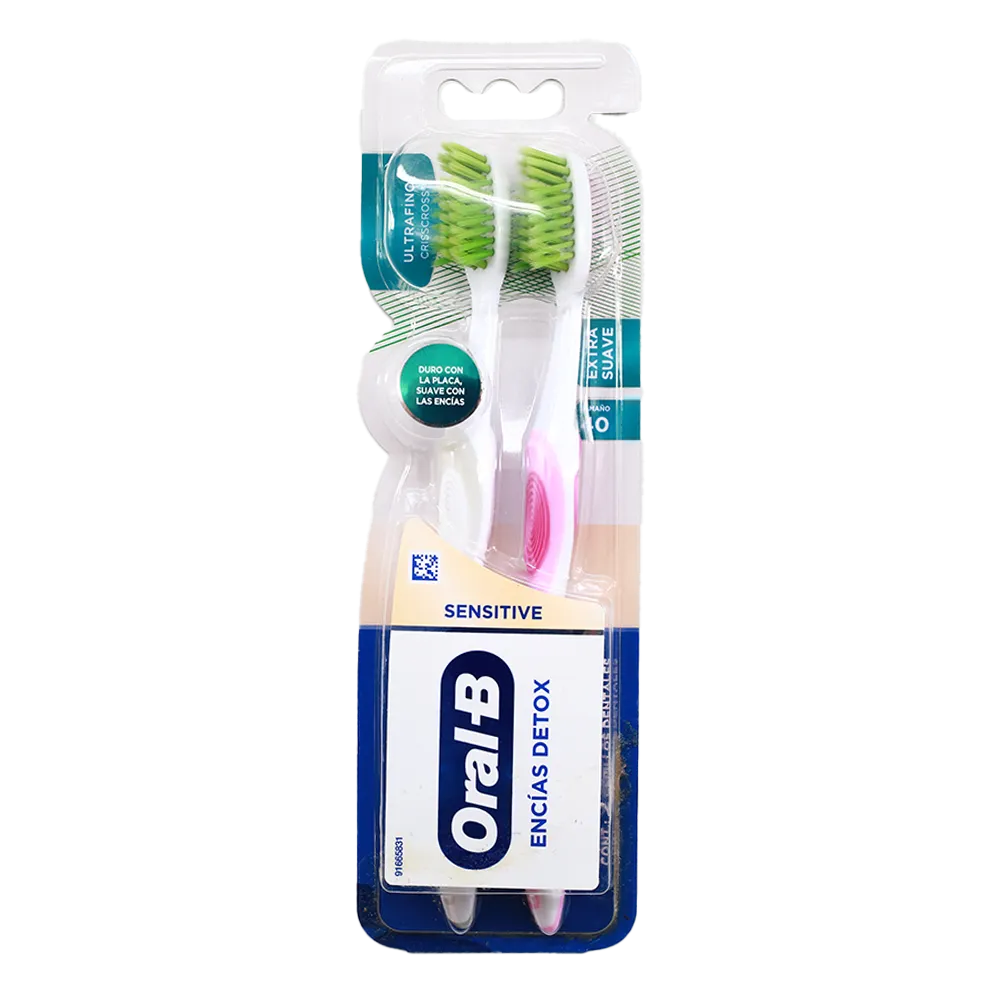 CEPILLO DENTAL SENSITIVE ENCIAS 2 PACK DETOX ORAL B 2 PIEZA