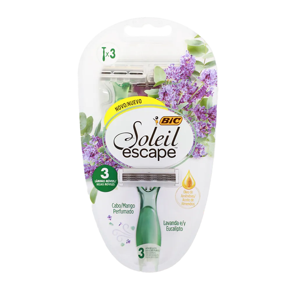 RASTRILLO DESECHABLE LAVANDA Y EUCALIPTO BIC 3 PIEZA