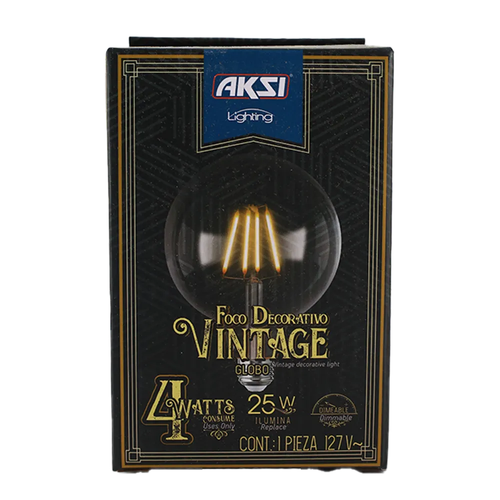FOCO LED VINTAGE TIPO GLOBO G25 4W DIMEABLE E27 AKSI 1 PIEZA
