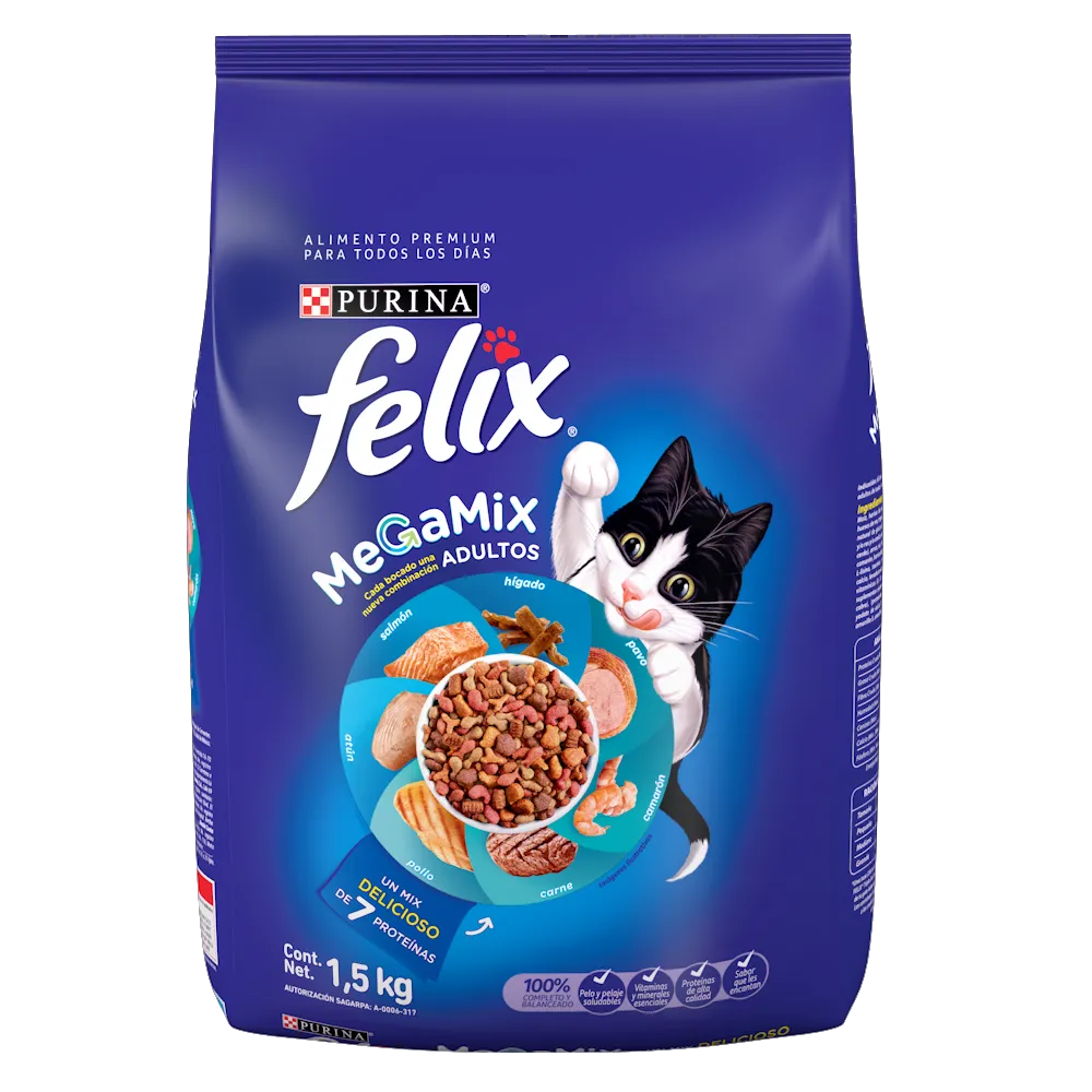 Alimento Seco Para Gato Mix Proteinas Felix 1.5 Kg