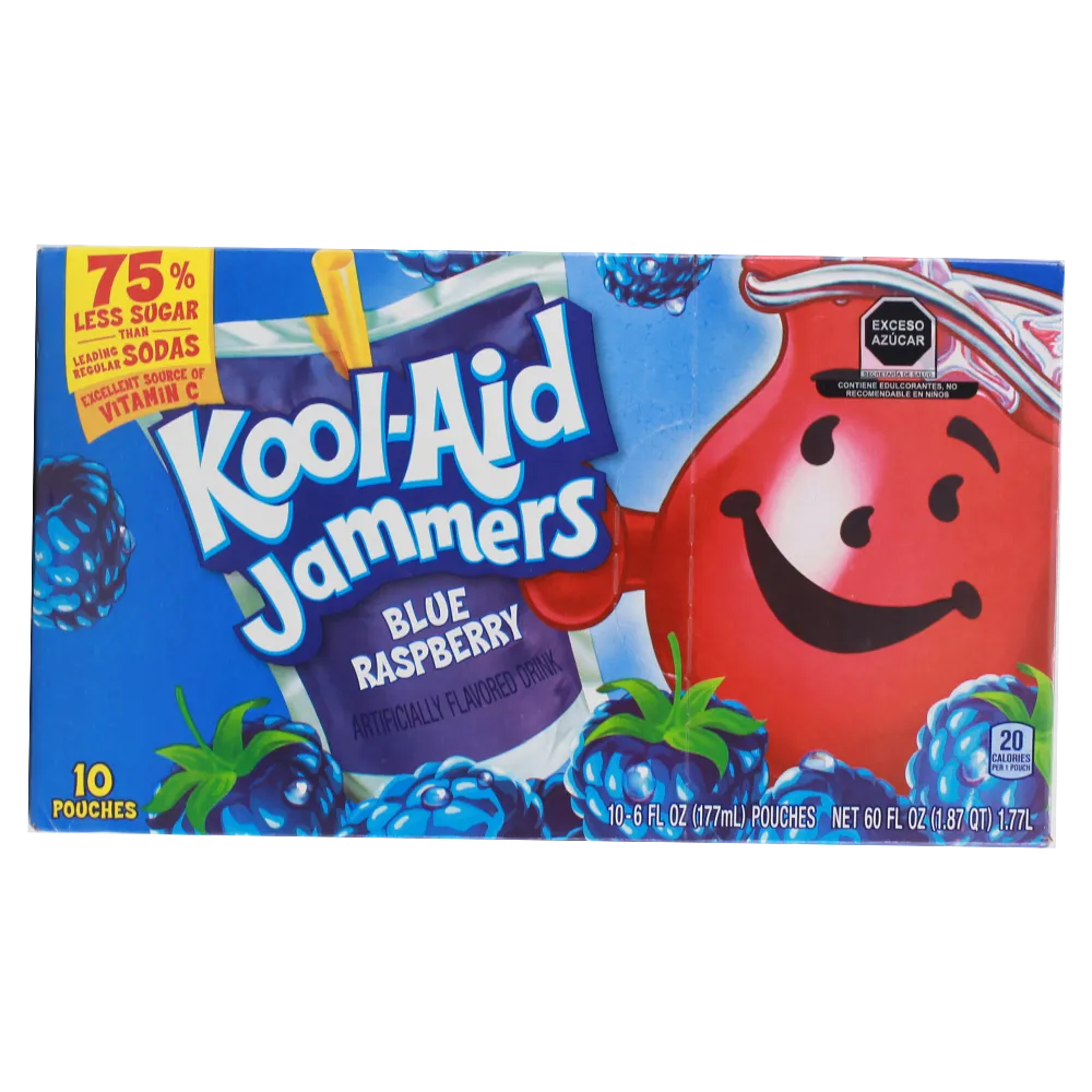 BEBIDA JAMMER BLUE RASPBERRY KOOL AID 10 PIEZA
