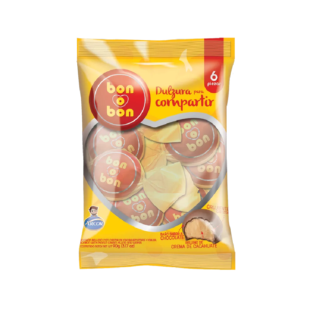 Chocolate Relleno Con Crema Cacahuate Bon O Bon 90 g