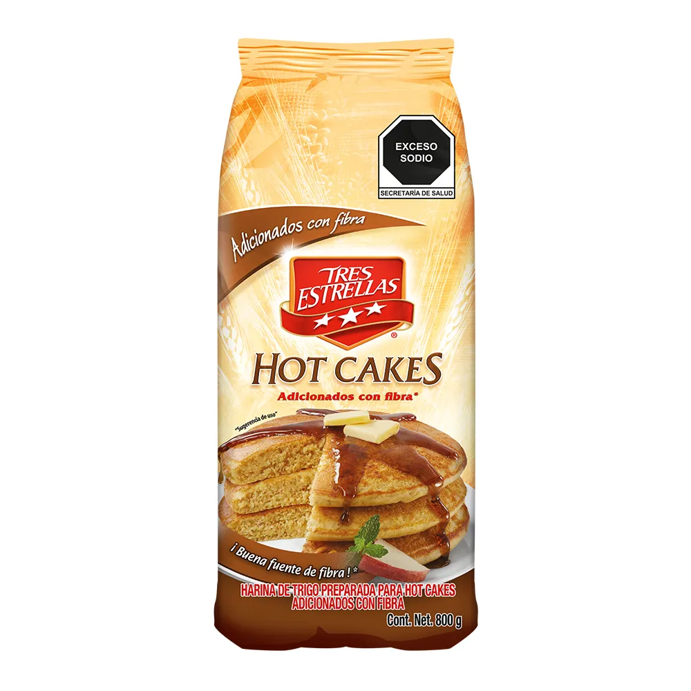 Harina Para Hot Cakes Integrales Tres Estrellas 800 Gr