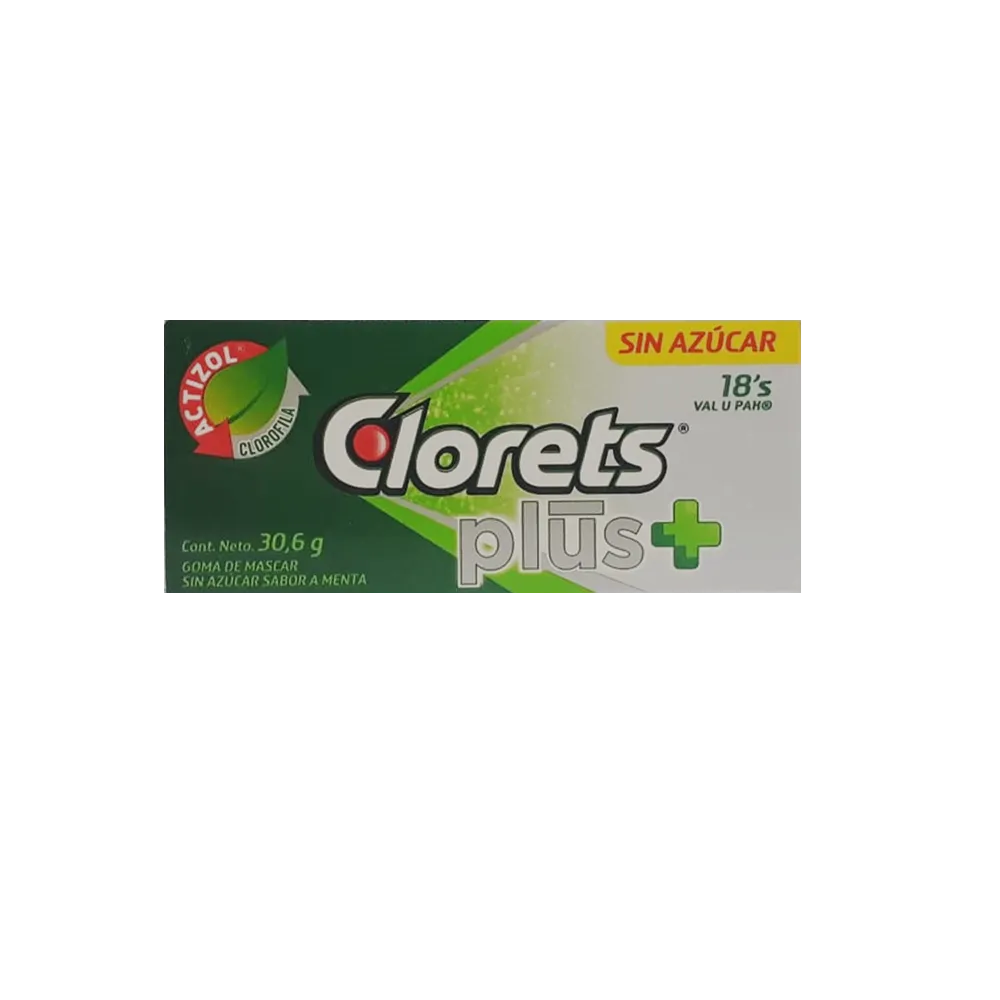 Goma De Mascar Sin Azucar Clorets Plus 30.5 g